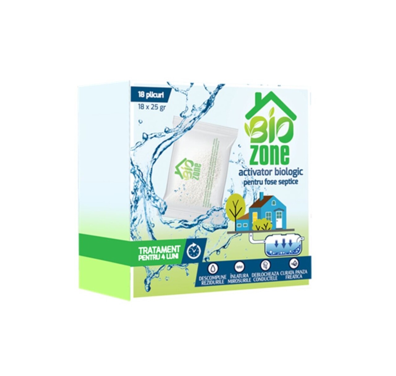 Activator biologic pentru fose septice,18 plicuri, tratament 4 luni, 450 gr, BioZone - imagine 3